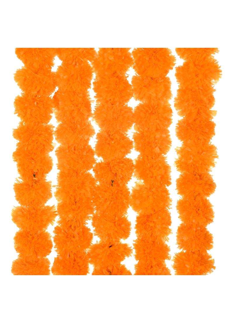 Saudeep India Artificial Fluffy Marigold Flower Genda Phool Garlands - Indya