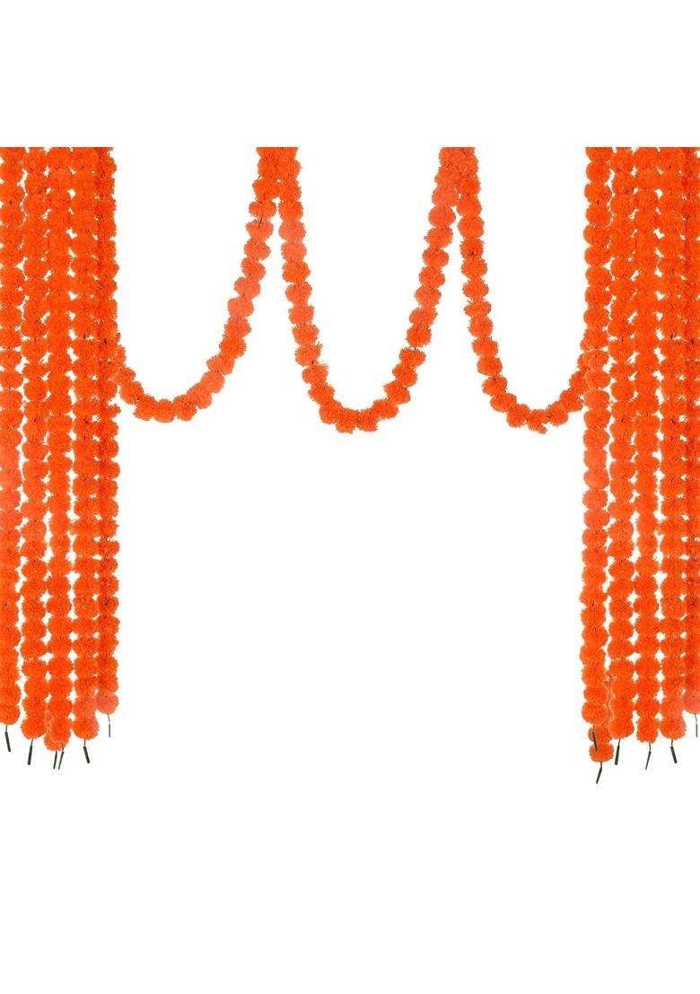 Saudeep India Artificial Fluffy Marigold Flower Genda Phool Garlands - Indya
