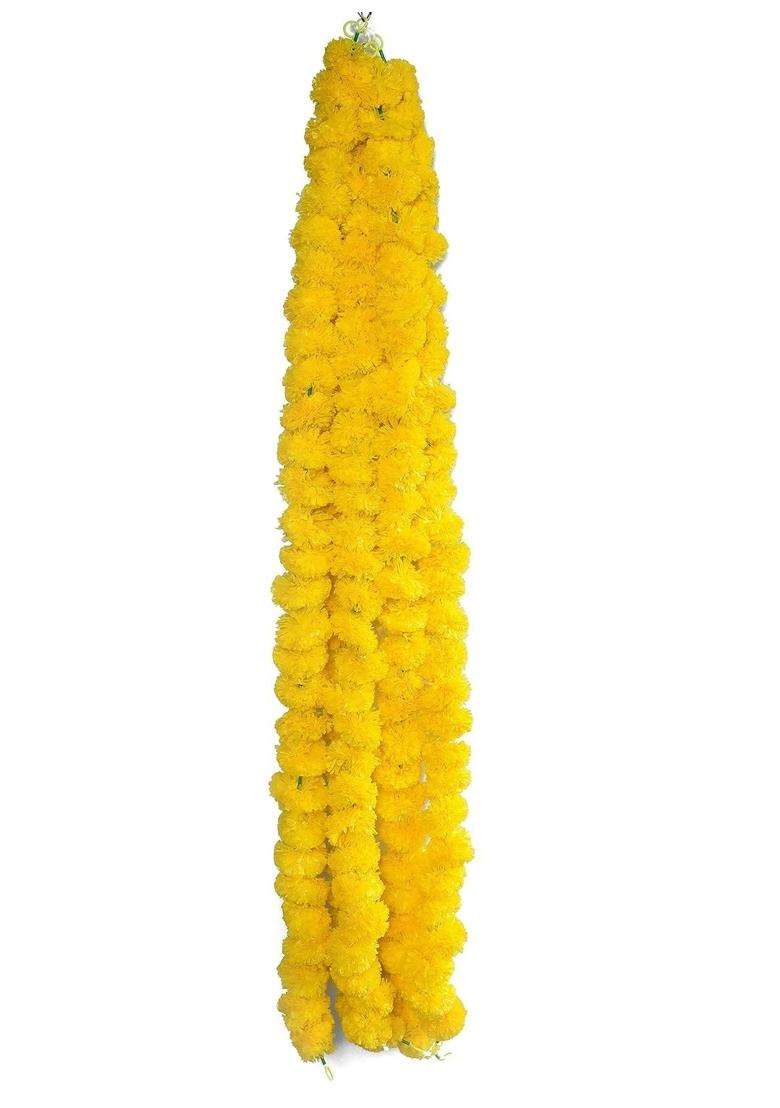 Rajmart Global Handmade Artificial Marigold Flowers Garland for Home Decoration Items Genda Phool for Diwali - Indya