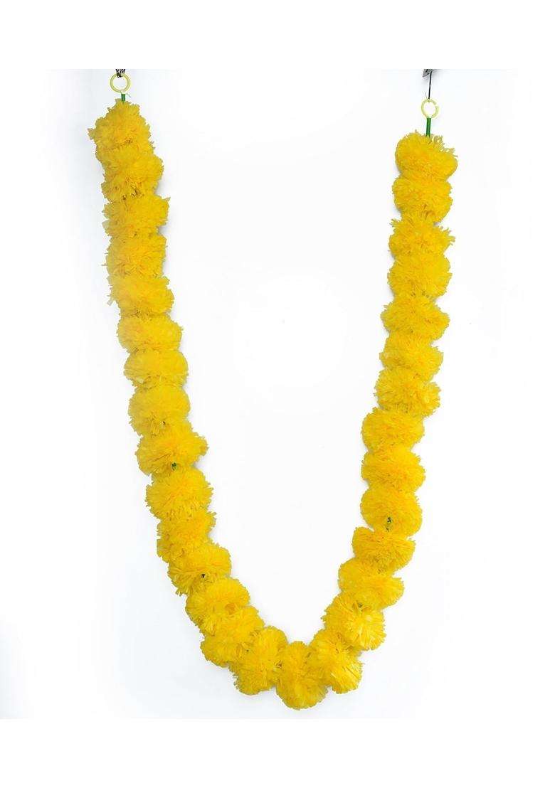 Rajmart Global Handmade Artificial Marigold Flowers Garland for Home Decoration Items Genda Phool for Diwali - Indya
