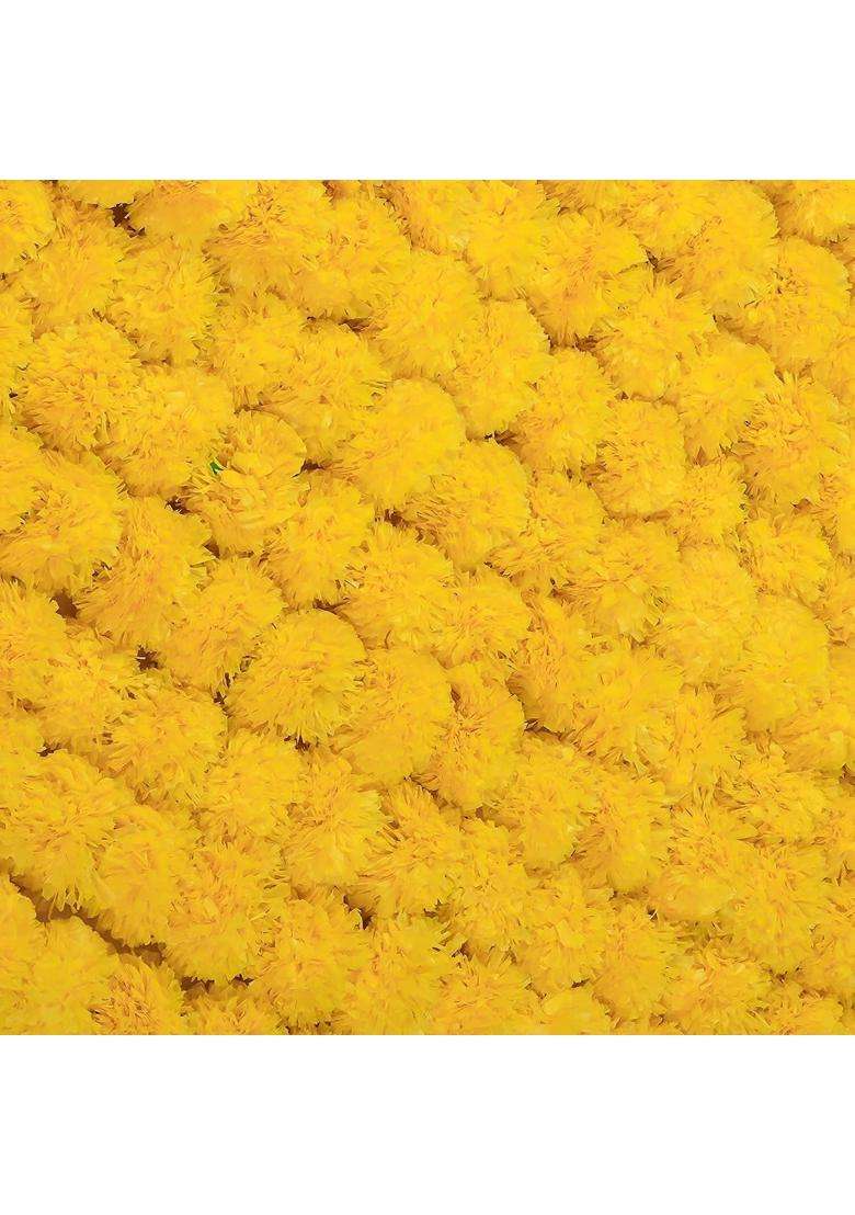 Craftvatika Marigold Fluffy Flowers Phool Mala Garlands for Home Diwali Decoration 15 Strings - Indya