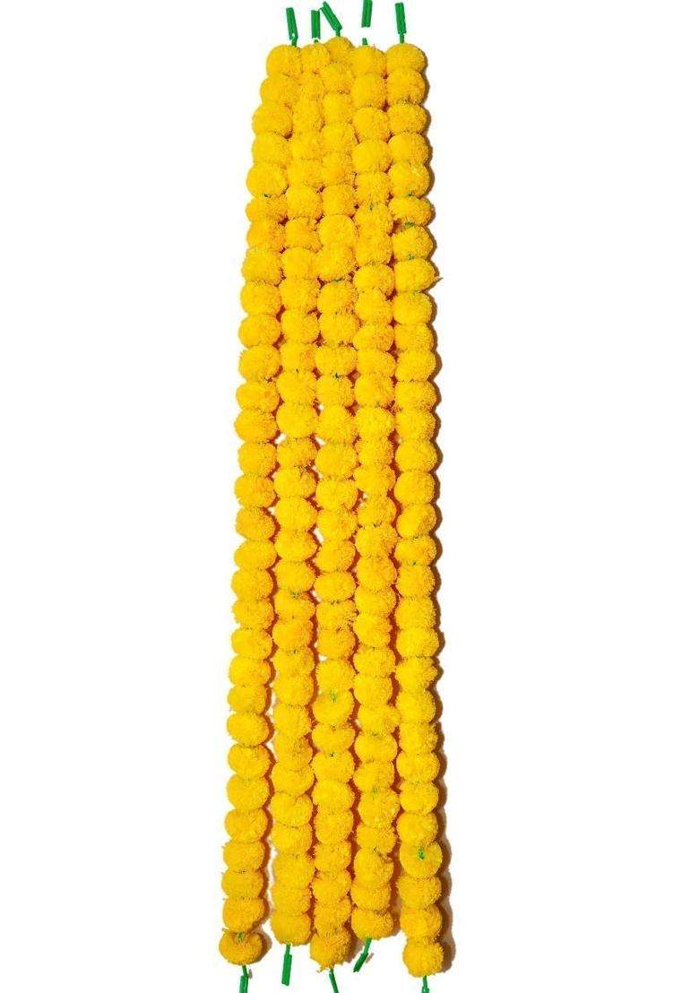 Vemonio Genda Phool Artificial Marigold Fluffy Flowevemonio Genda Phool Garlands String for Diwali Navratri - Indya