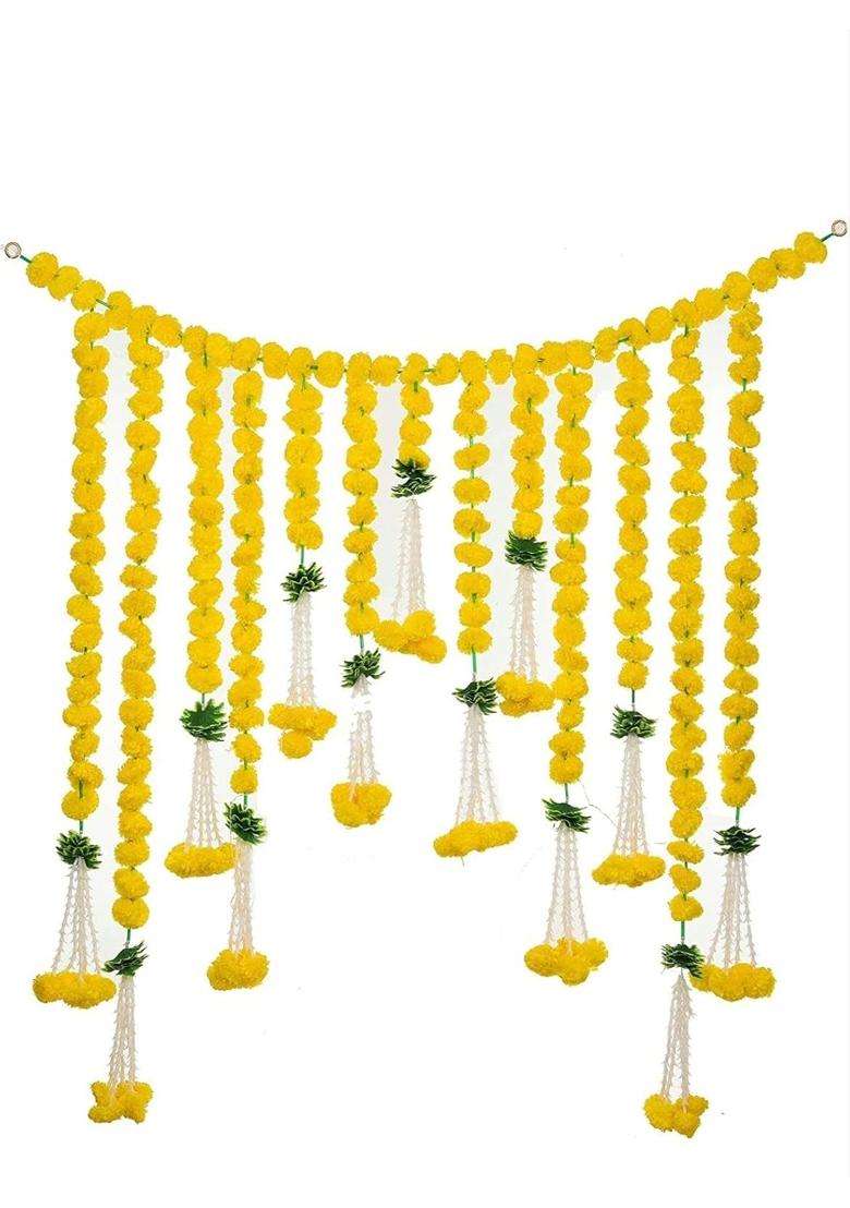RHD Reehl Home Decor Marigold Yellow Artificial Flowers Toran Heavy Yellow Door Hanging Toran - Indya