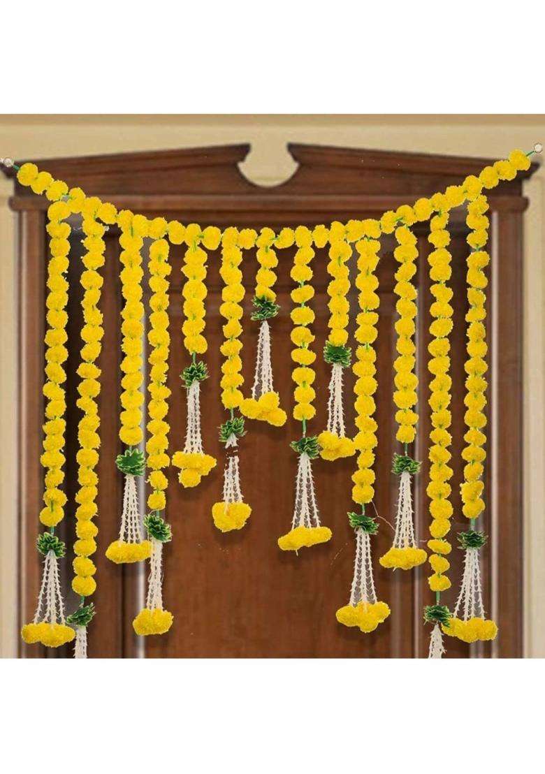 RHD Reehl Home Decor Marigold Yellow Artificial Flowers Toran Heavy Yellow Door Hanging Toran - Indya
