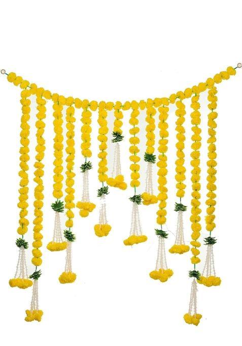 RHD Reehl Home Decor Marigold Yellow Artificial Flowers Toran Heavy Yellow Door Hanging Toran