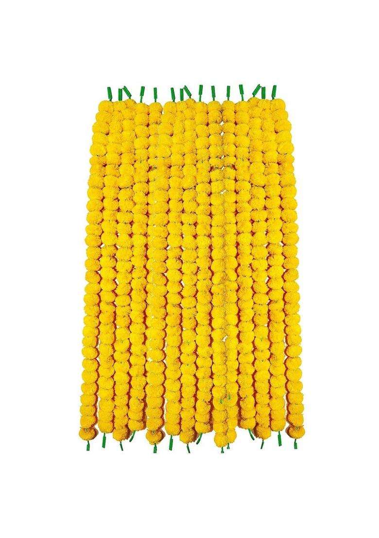 Selibration Yellow Marigold Artificial Flowers Garlands Toran Indian Genda Phool Hanging Door and Home - Indya