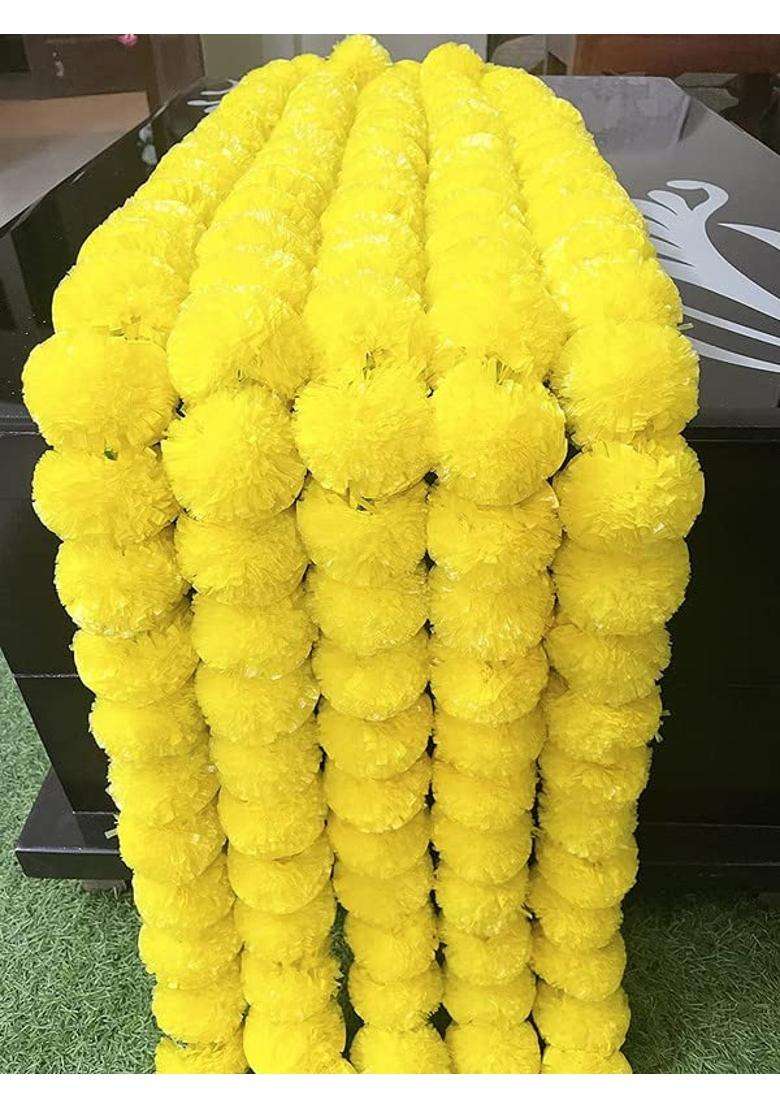 Selibration Yellow Marigold Artificial Flowers Garlands Toran Indian Genda Phool Hanging Door and Home - Indya