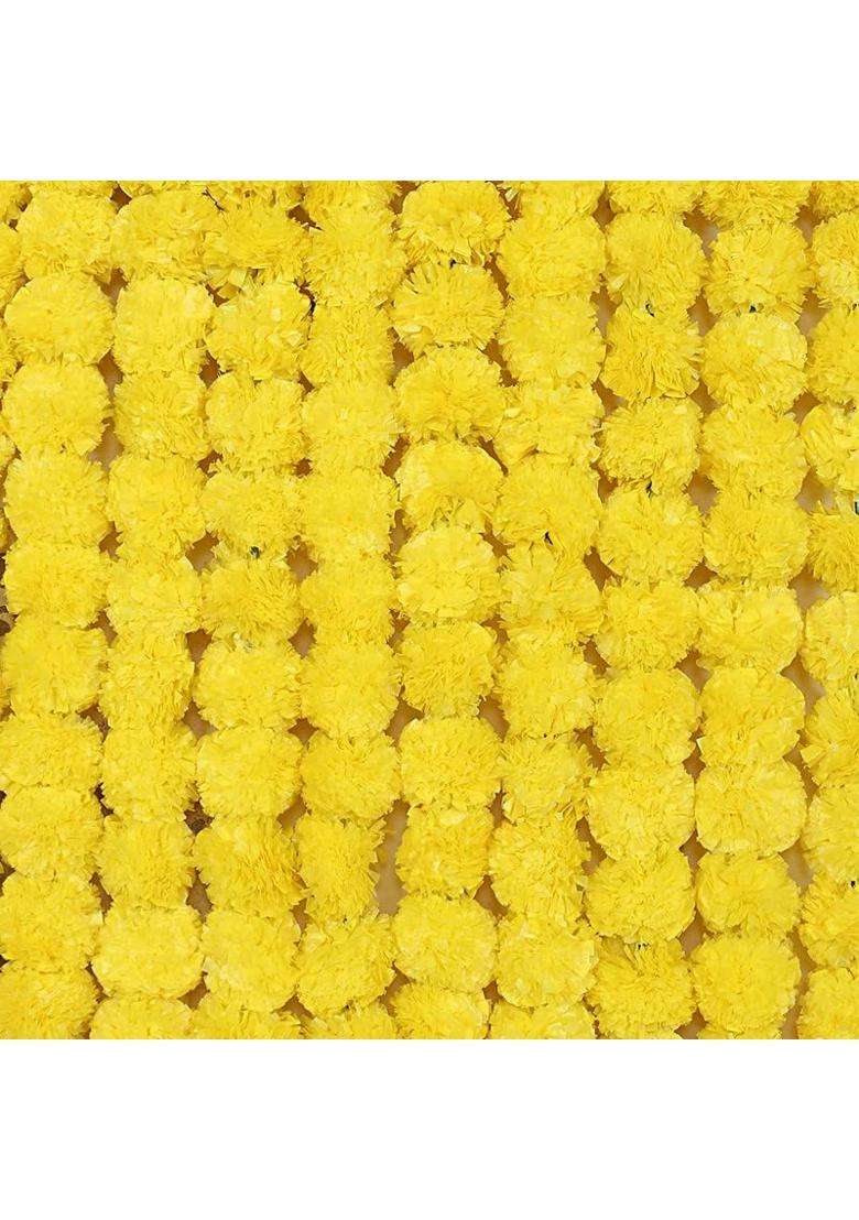 Selibration Yellow Marigold Artificial Flowers Garlands Toran Indian Genda Phool Hanging Door and Home - Indya