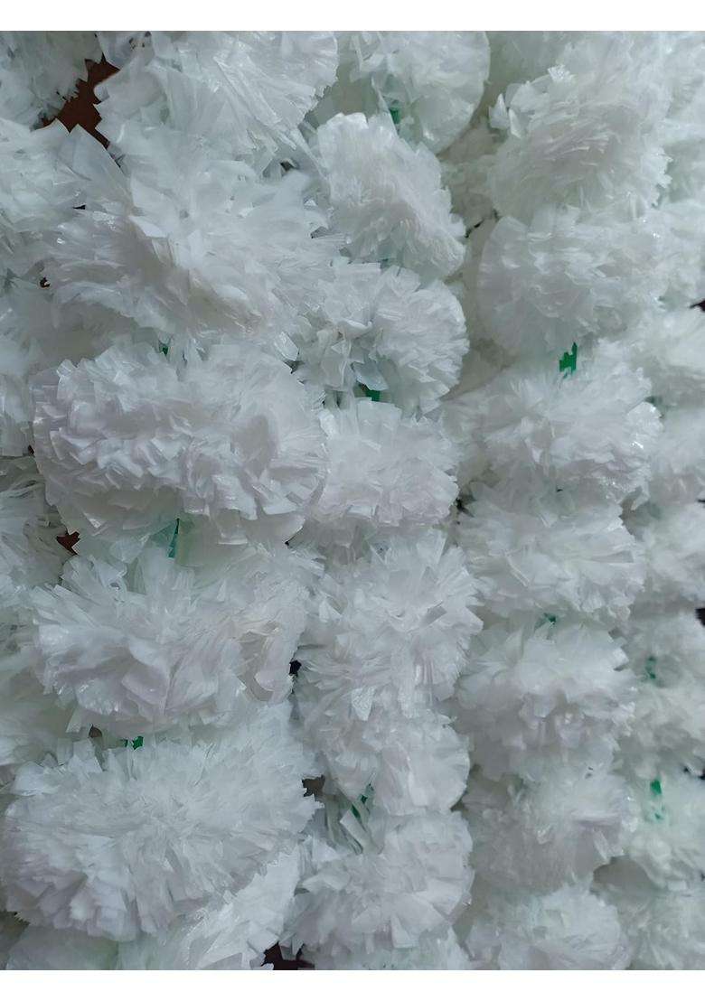 Style Speaks India Indian Handmade Long Artificial Marigold Flower Garlands White Pack of 20 - Indya