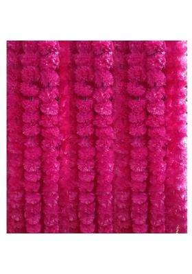 Style Speaks India Indian Handmade Long Artificial Marigold Flower Garlands Pink Pack of 20