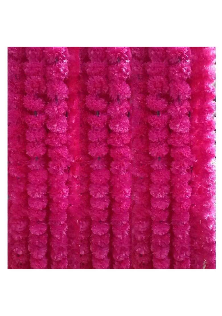 Style Speaks India Indian Handmade Long Artificial Marigold Flower Garlands Pink Pack of 20 - Indya
