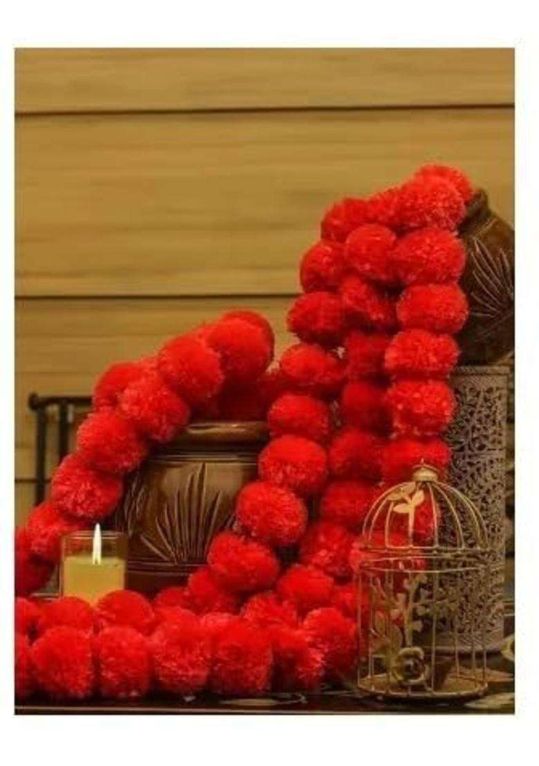 Style Speaks India Indian Handmade Long Artificial Marigold Flower Garlands Red Pack of 20 - Indya