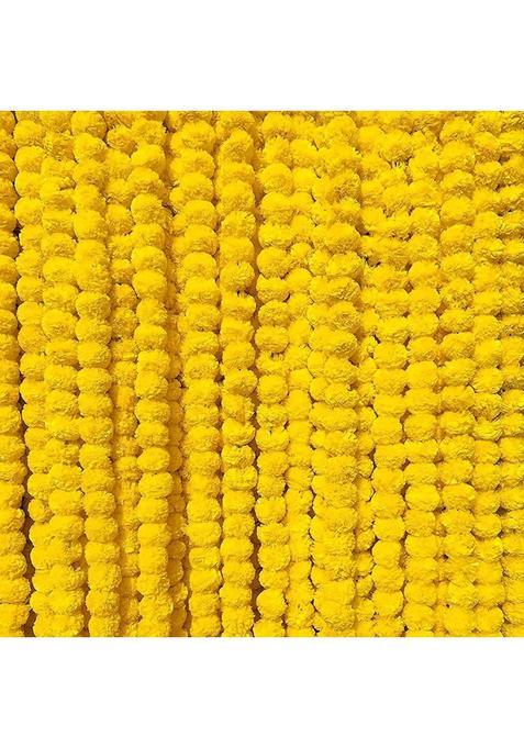 Style Speaks India Indian Handmade Long Artificial Marigold Flower Garlands Yellow Pack of 20