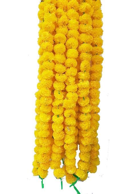 Generic Artificial Marigold Genda Phool Lemon Yellow Colour Flower for Home Decoration Diwali Pooja Pack of 20