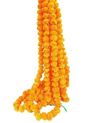 Forty Wings 20 Pcs Orange Artificial Marigold Fluffy Flower Genda Phool Garlands String for Diwali Wedding