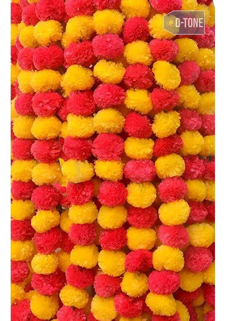 Awadh Artificial Marigold Flowers 4 and Half Feet Length 135 CM Pack of 10 - Indya
