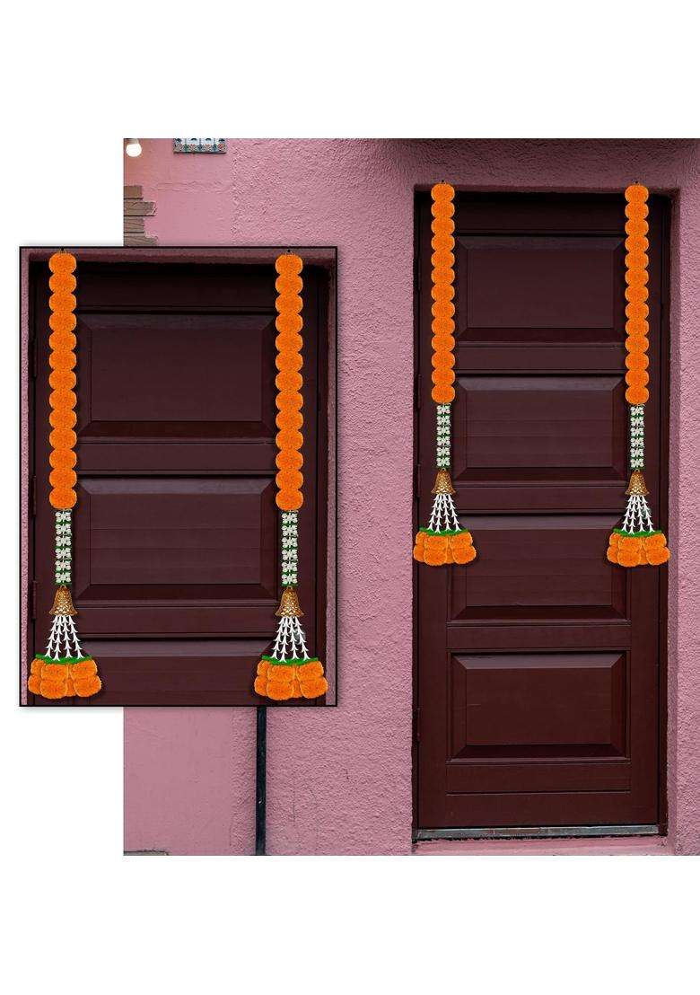 Craftox Decor Artificial Marigold with Jasmine and Rajnigandha Gas Pack of 10 - Indya