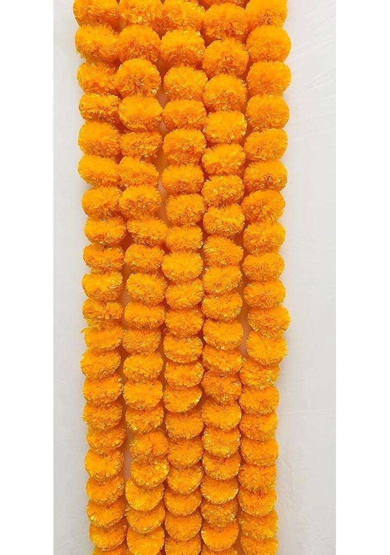 Awadh Artificial Marigold Flowers 4 and Half Feet Length 135 CM Pack of 10 - Indya