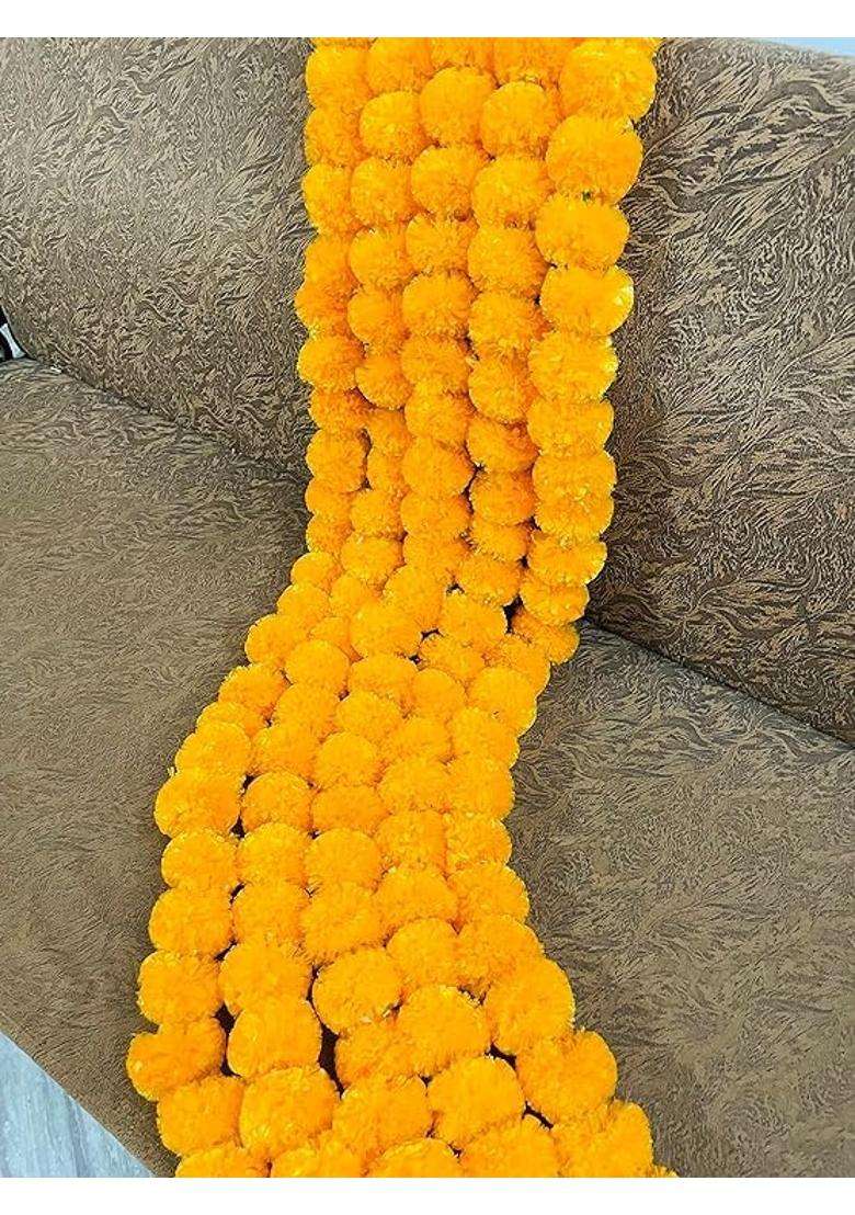 Awadh Artificial Marigold Flowers 4 and Half Feet Length 135 CM Pack of 10 - Indya