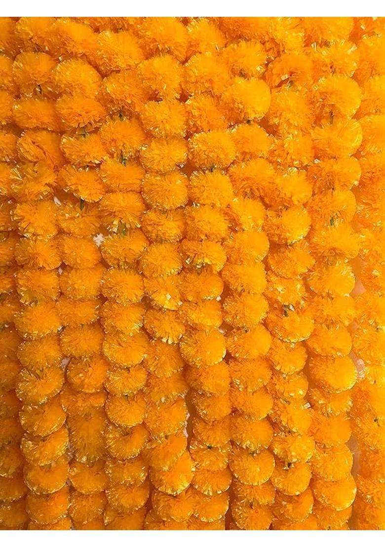 Awadh Artificial Marigold Flowers 4 and Half Feet Length 135 CM Pack of 15 - Indya