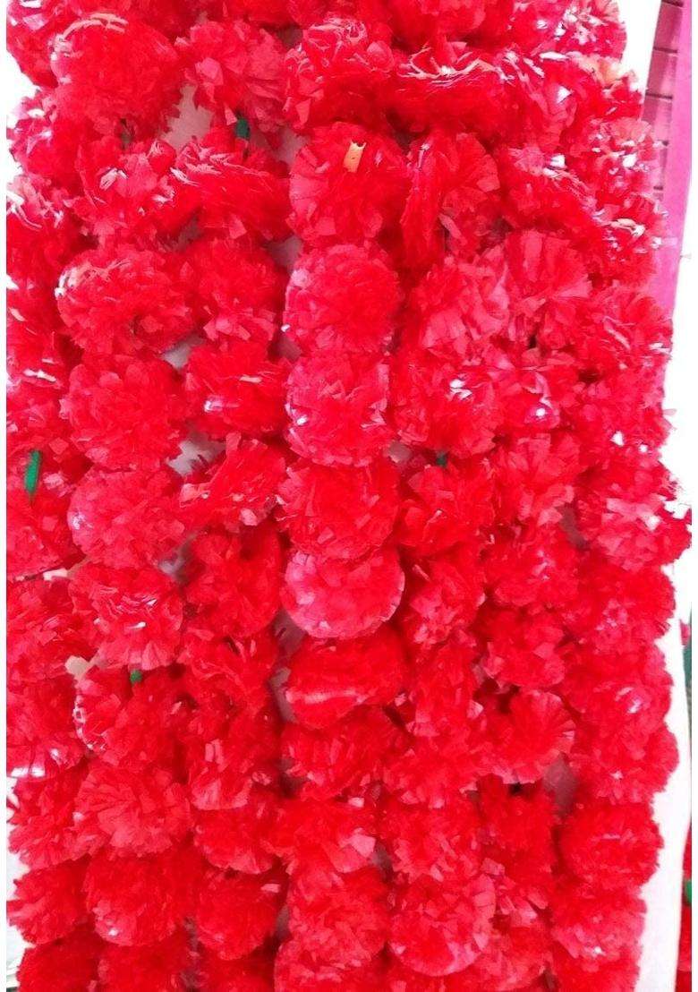 Vaaridhi Marigold Garlands 5Ft Long for 5 Feet Flower Marigold Garland Pack of 20 - Indya