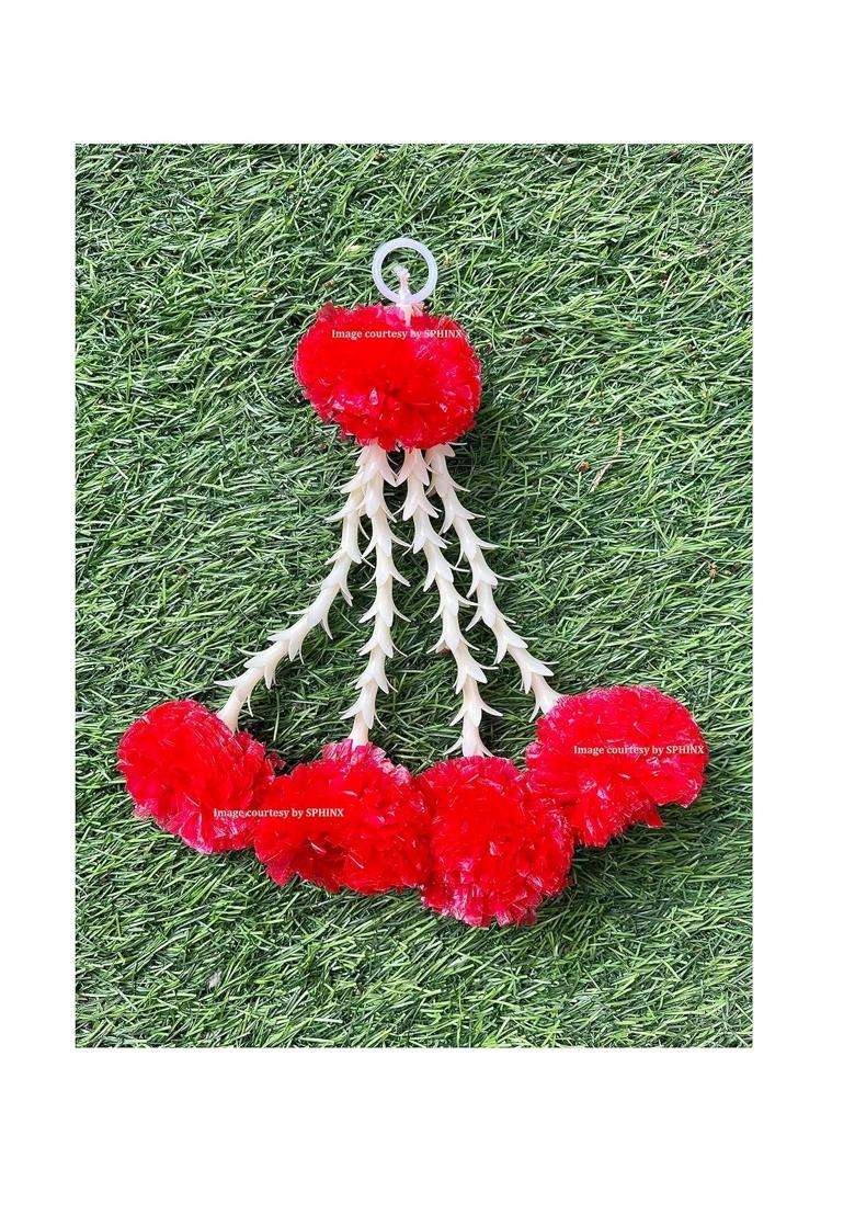 Sphinx Artificial Marigold and Rajnigandha Tassles Clustered Strings Decorative Latkans - Indya