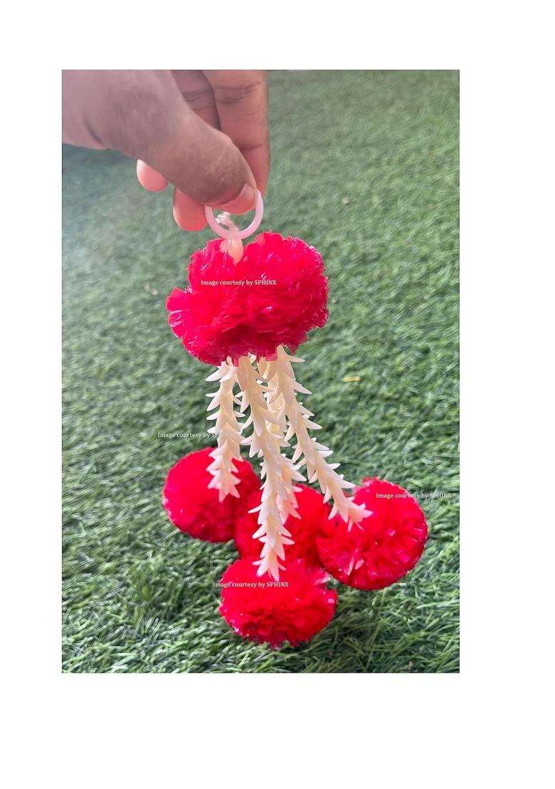 Sphinx Artificial Marigold and Rajnigandha Tassles Clustered Strings Decorative Latkans - Indya