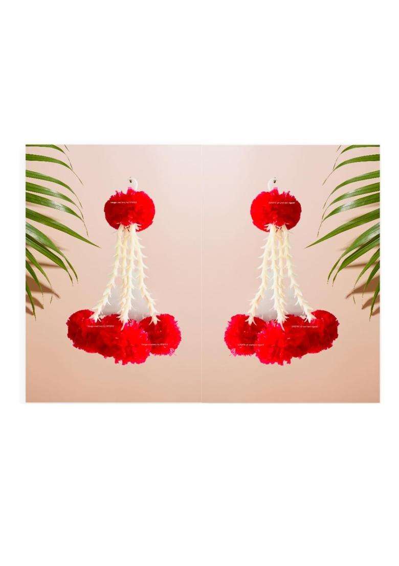 Sphinx Artificial Marigold and Rajnigandha Tassles Clustered Strings Decorative Latkans - Indya