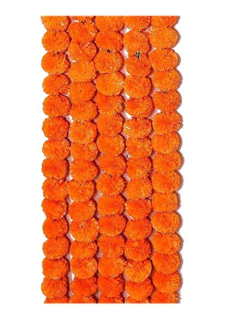 Marigold Fluffy Reusable Artificial Flowers Garlands Door Toran Set Door Hangings for Decoration Pack of 10 - Indya