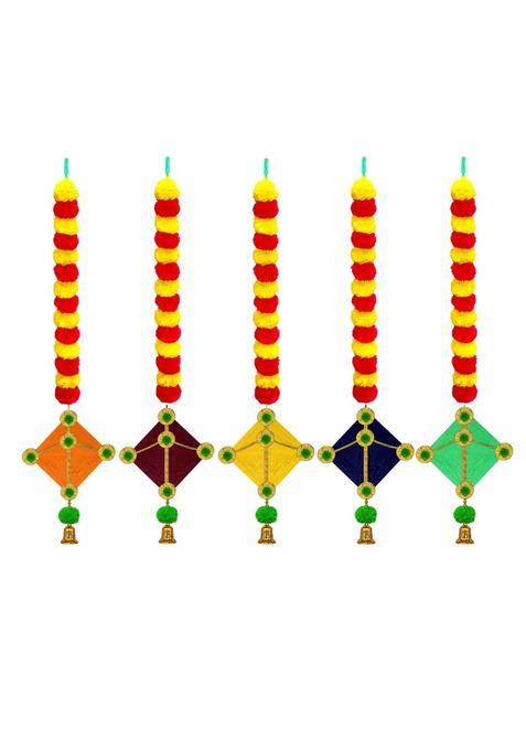 The Decor Affair Handmade Artificial Marigold Flowers Woolen Hanging Kite Pack of 5