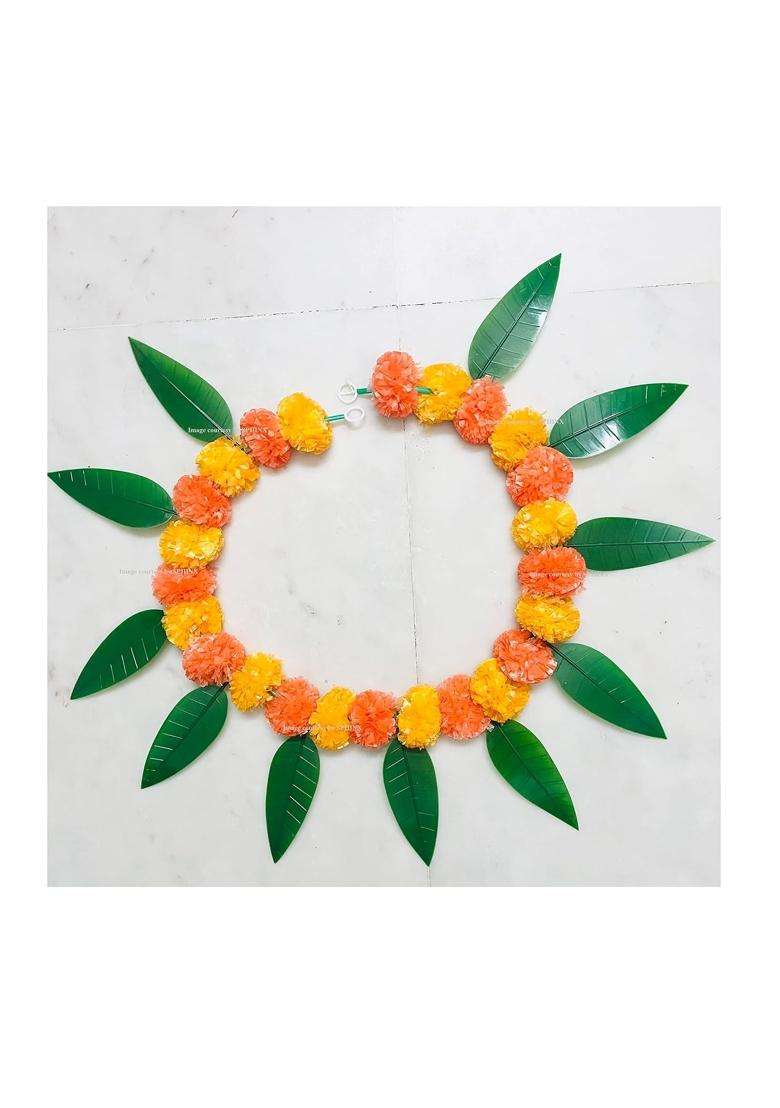 Sphinx Artificial Marigold and Mango Leaves Simple Door Window Toran Door Hangings Festive Decorations - Indya