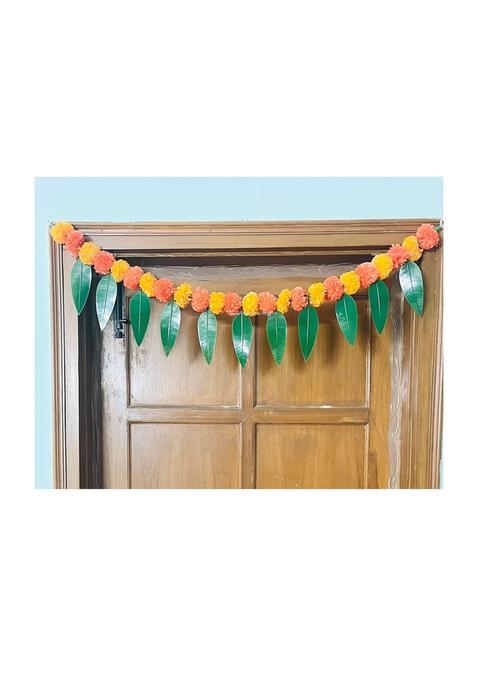Sphinx Artificial Marigold and Mango Leaves Simple Door Window Toran Door Hangings Festive Decorations