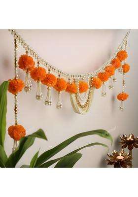 Divyakosh Fabric and Beads Marigold Flower with Moti Toran Size 4 Ft 48 Inch Bandarwal Door Hanging