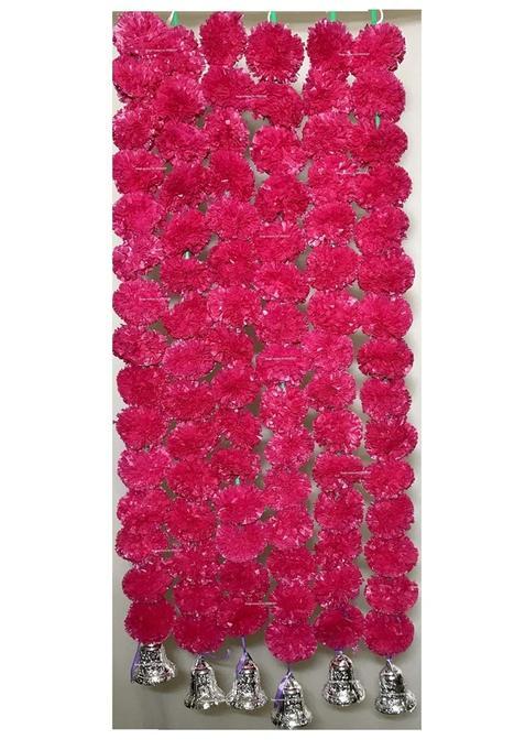 Sphinx Artificial Marigold Fluffy Flowers and Golden Silver Hanging Bells Short Garlands Torans Wall Hangings