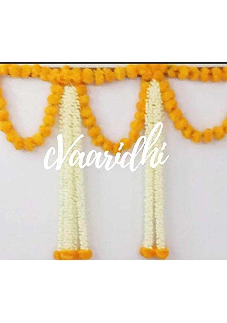 Vaaridhi Mogra Garlands 4 Ft Long with Marigold Flower for Indian Wedding Decoration Pack of 8 - Indya