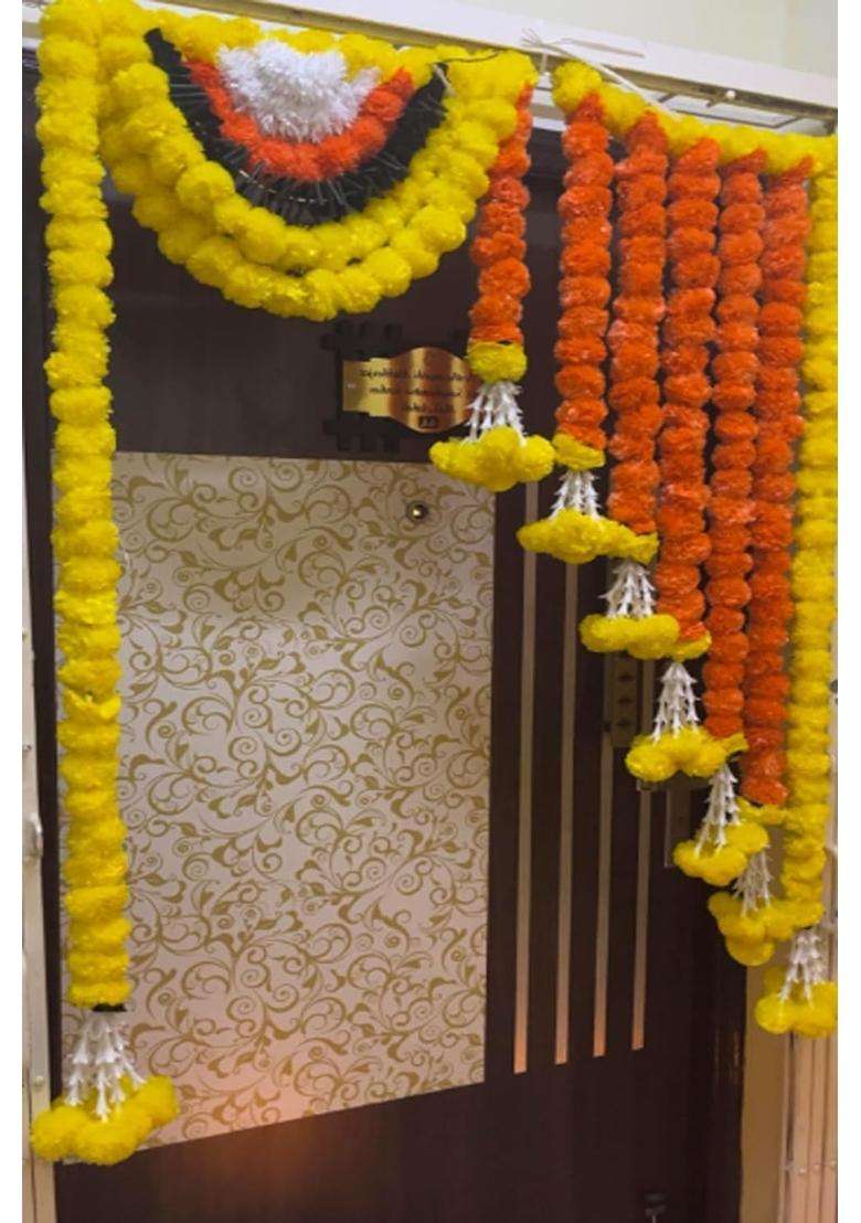 Pellisandadi Stylish Marigold Flower Full Door Decoration Toran - Indya