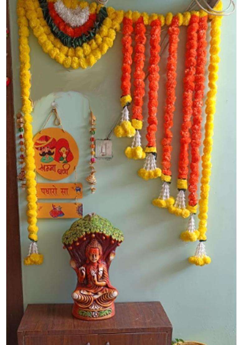 Pellisandadi Stylish Marigold Flower Full Door Decoration Toran - Indya