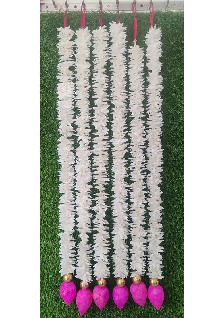 The Decor Affair Artificial Jasmine Garlands with Lotus Buds 3Ft for Wedding Decoration Stage Decor Pack of 5 - Indya