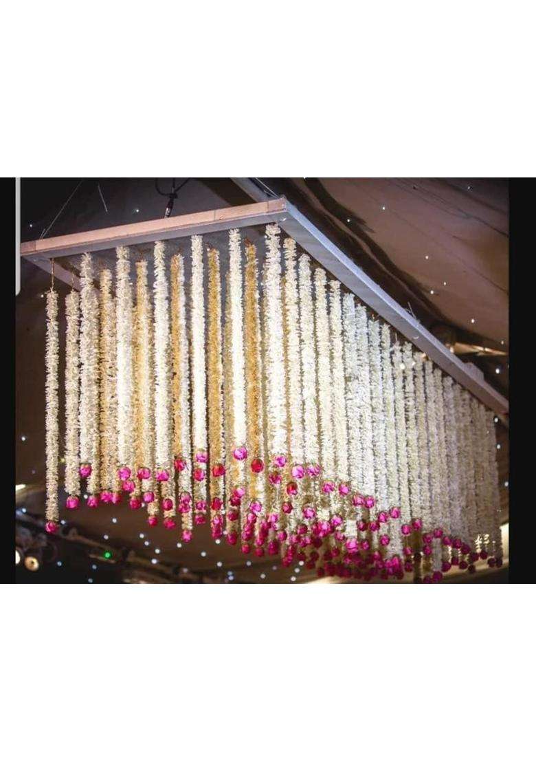 The Decor Affair Artificial Flower Synthetic and Fabric White and Pink Flowers with Pink Color Lotus Garland - Indya