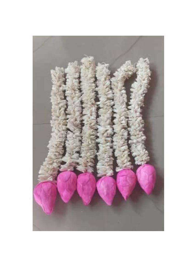 The Decor Affair Artificial Flower Synthetic and Fabric White and Pink Flowers with Pink Color Lotus Garland - Indya