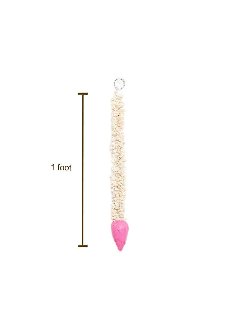 The Decor Affair 3 Feet Lily Lotus Decor Hanging Fluffy Garland with Bell for Homes Office Schools Pack of 10 - Indya
