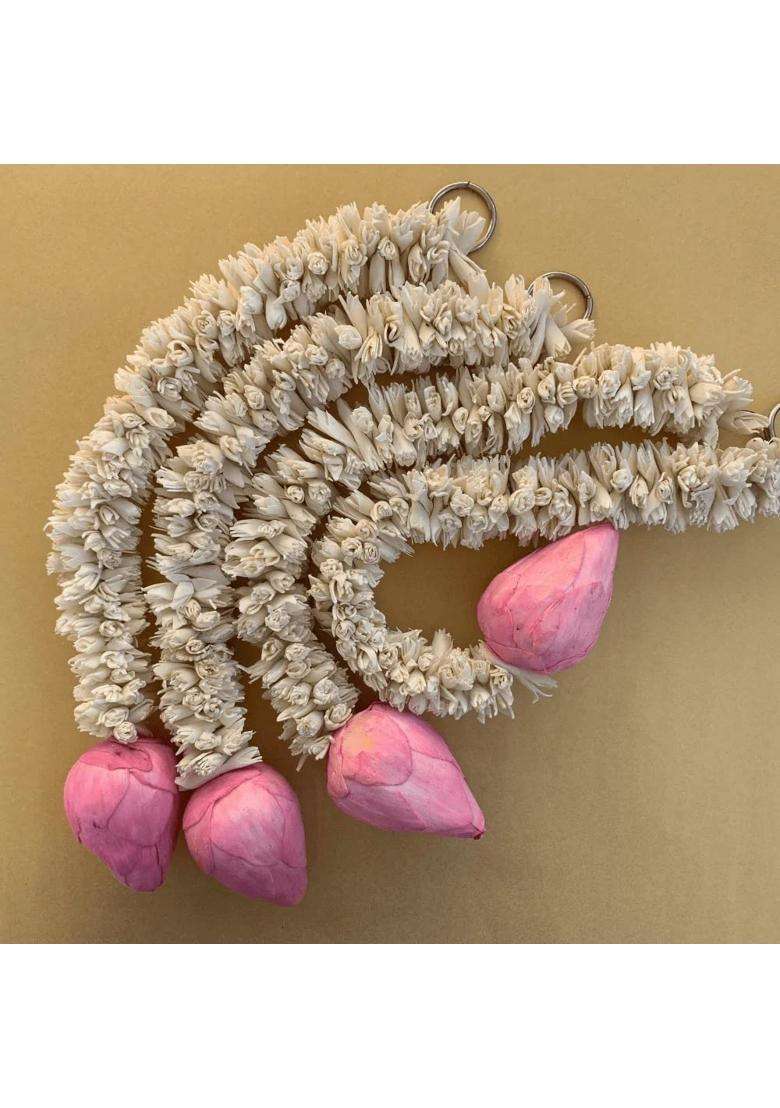 The Decor Affair 3 Feet Lily Lotus Decor Hanging Fluffy Garland with Bell for Homes Office Schools Pack of 10 - Indya