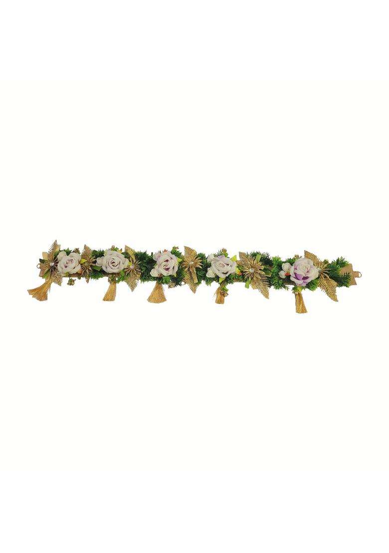 Triash Elegant Bandarwal for Door Decoration Artificial Rose and Green Leaf Garland Festive Decor for Diwali - Indya