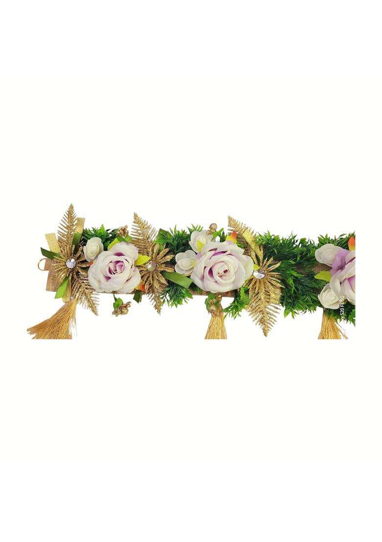 Triash Elegant Bandarwal for Door Decoration Artificial Rose and Green Leaf Garland Festive Decor for Diwali - Indya