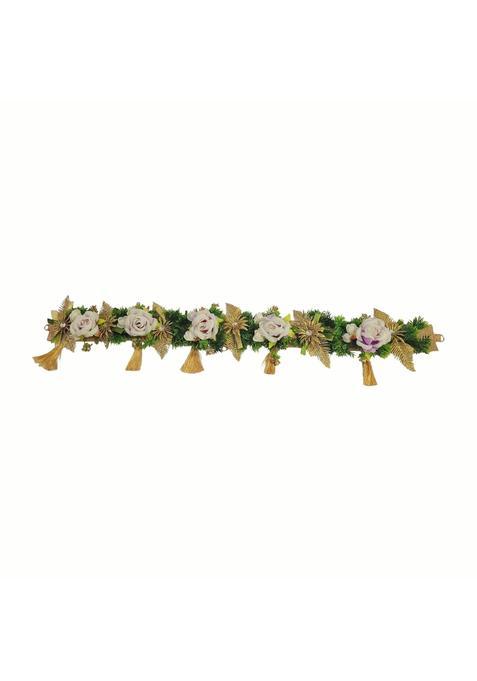 Triash Elegant Bandarwal for Door Decoration Artificial Rose and Green Leaf Garland Festive Decor for Diwali