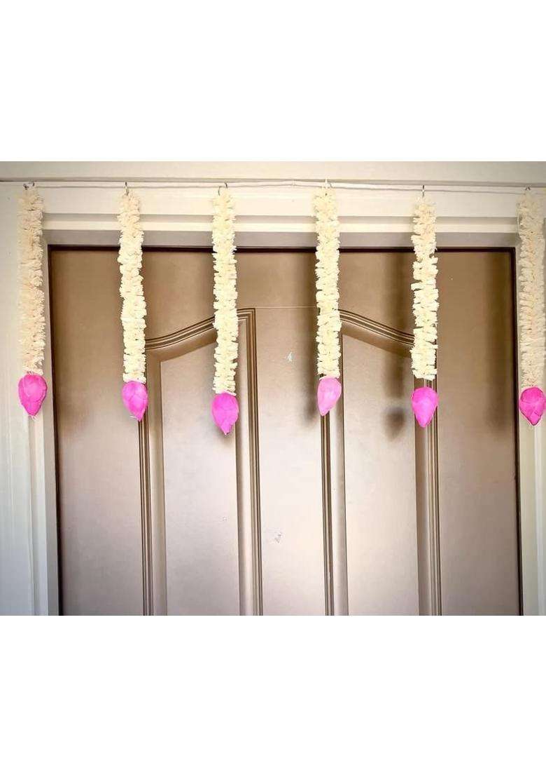 The Decor Affair Touch of Romance to Your Wedding Decor with 10 Pcs of Artificial Jasmine Garlands with Lotus - Indya