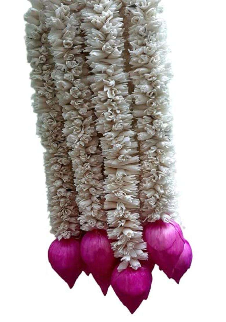 The Decor Affair Touch of Romance to Your Wedding Decor with 10 Pcs of Artificial Jasmine Garlands with Lotus - Indya