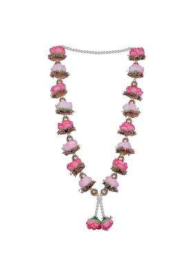 Parnaira Handmade Pink Rose Ribbon Flower Mala for God Ganpati and Dulha Dulhan Mala Pack of 3