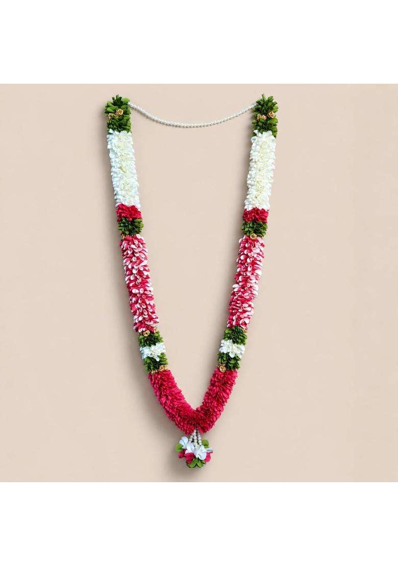 Pink Premium Artificial Flower Mala for Wedding Pooja and Traditional Decorations - Indya