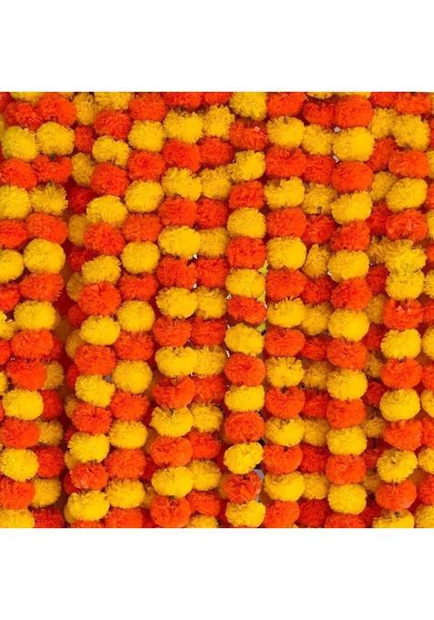 Aavana Greens Artificial Marigold Flower Garlands 50 Inches Marigold Strings for Diwali Pooja Pack of 50